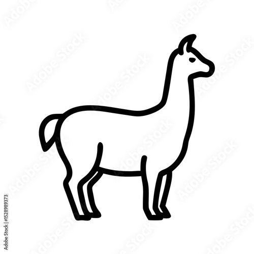 Llama Line Art Simple, Elegant Illustration of a South American Camelid, vector line art silhouette