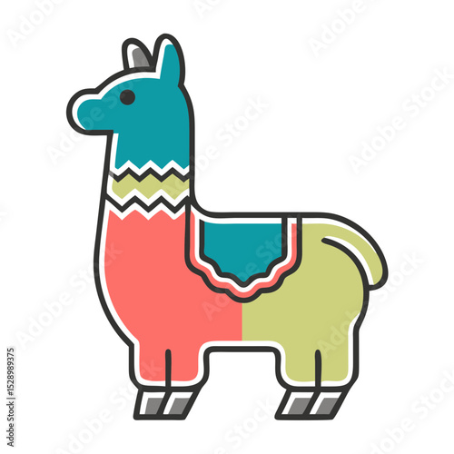 Adorable Llama Illustration Colorful Andean Animal Design