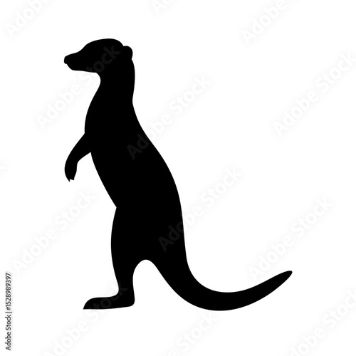 Majestic Meerkat Silhouette A Striking Black and White Animal Illustration, vector animal silhouette