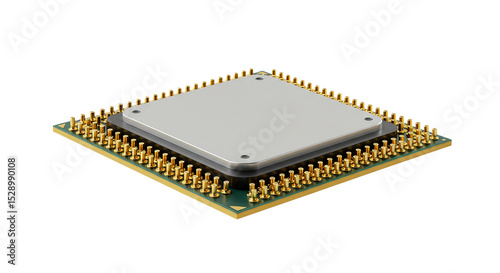 highly detailed close-up of a modern computer CPU processor isolated on a clean white background