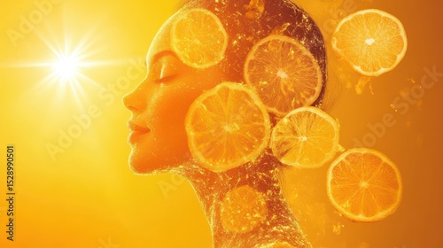vitamin c acting as a shield against environmental toxins, protecting skin and organs from oxidative stress, bright glowing protection layer on body silhouette
