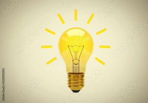 Illuminated light bulb emitting light rays