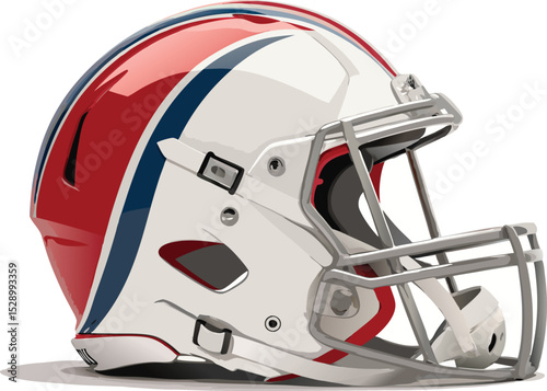 Minimalist American Football Helmet Vector in Bold Colors Side View Illustration Isolated on White background.