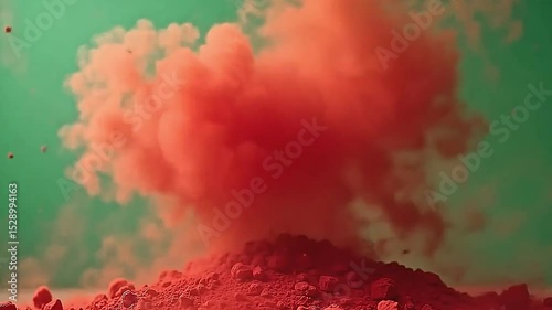 ampere slow-motion expose demonstrate burst marxist pigment stage irrupt dramatically arsenic the camera pan crossways ampere seamless greenish background, spotlight the impulse and