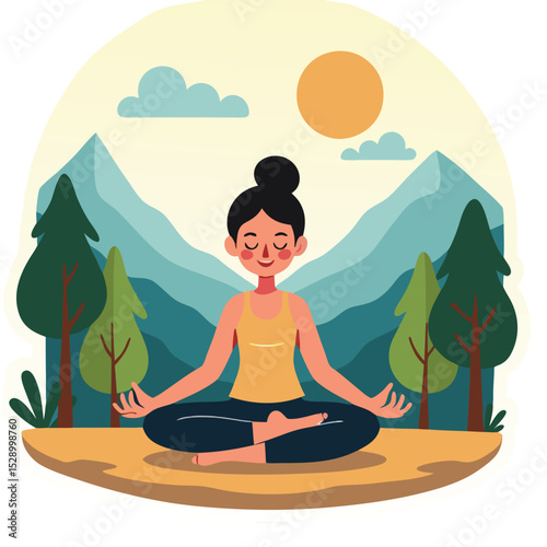 Woman Meditating in a Serene Mountain Landscape