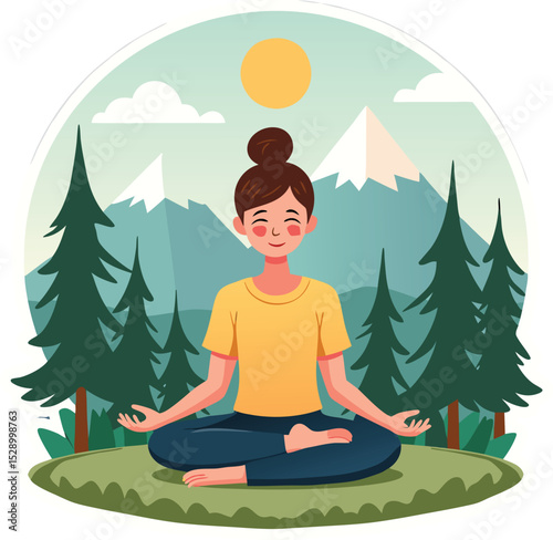 Woman Meditating in a Peaceful Natural Setting