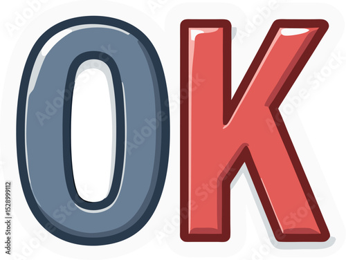 "OK" Bold Blue and Grey Lettering