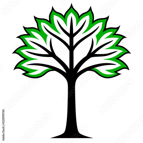Stylized green tree illustration simple nature design