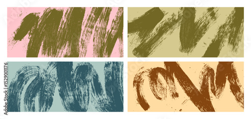 Abstract backgrounds with paint brush strokes, set. Paintbrush brushstroke te...