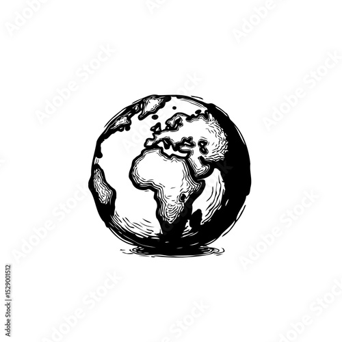 Detailed Sketch of Earth Globe: Exploring Continents and Global Connections