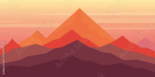 Ethereal Hazy Mountain Landscape Background with Soft Light Vector Illustration