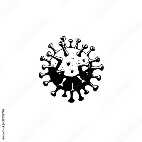 Monochromatic representation of a virus cell, illustration of infectious diseases