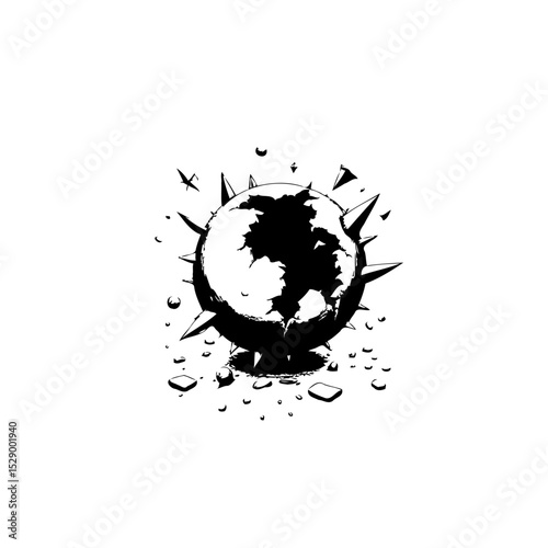 Spiky Globe Illustration Representing Global Issues, Crisis, and Difficult Challenges Ahead