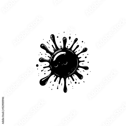 Abstract black ink splatter illustration for artistic designs and backgrounds