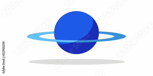 Clean Minimalist Blue Planet with Subtle Shadow Ring Vector Illustration Background
