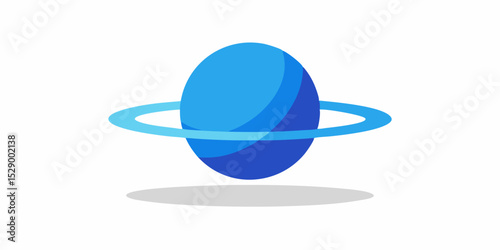 Simple Minimalist Blue Planet with Subtle Shadow Ring Vector Illustration Background