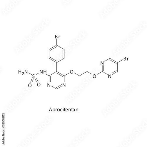 Aprocitentan chemical structure skeletal formula. Endothelin receptor antagonist drug used to treat Resistant hypertension. Simple schematic illustration.