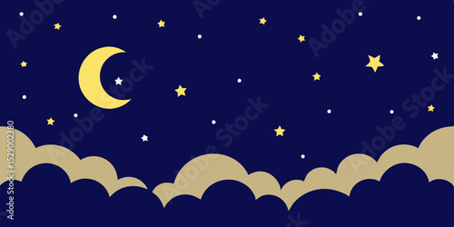 Serene Night Sky Background with Twinkling Stars Vector Illustration