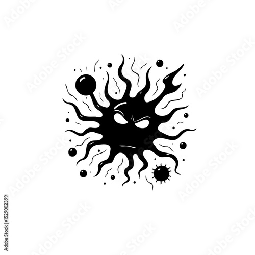 Menacing virus cell illustration with angry eyes, perfect for health awareness