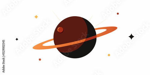 Dramatic Planet in Eclipse with Bright Light Flare Vector Illustration Background