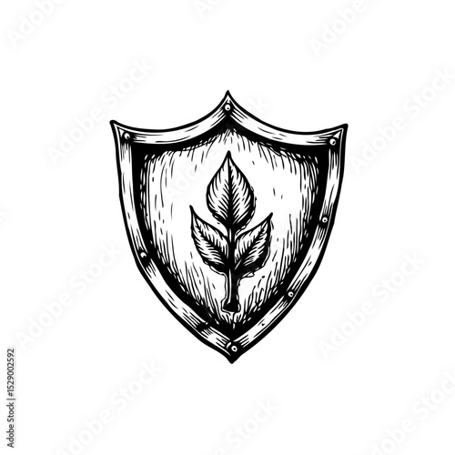 Elegant botanical shield emblem design showcases nature's strength and resilience
