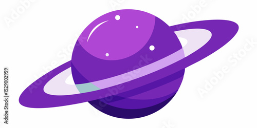 Bright Ringed Purple Planet with Sparkling Cosmic Dust Vector Illustration Background