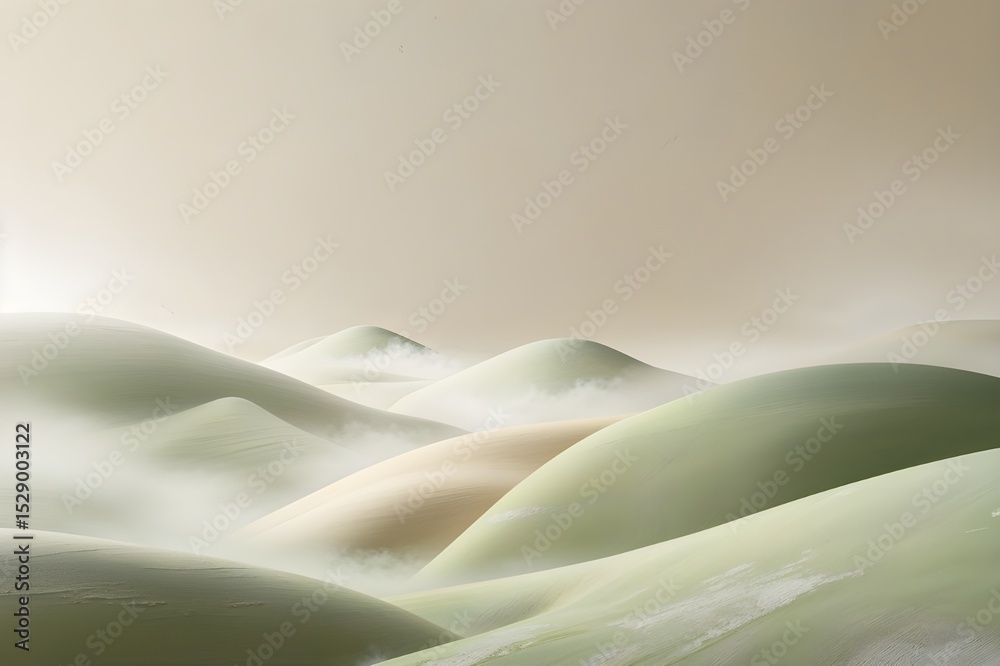 Fototapeta premium Soft, smooth white pillows on a bed with delicate fabric texture and subtle wave patterns for a luxurious bedding design