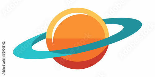 Modern Abstract Saturn Planet Illustration with Glowing Ring System Vector Illustration Background