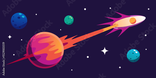 Dramatic Stylized Galactic Collision with Particle Dispersion Vector Illustration Background