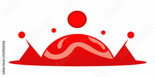 Dramatic Stylized Red Planet with Active Volcanoes Vector Illustration Background