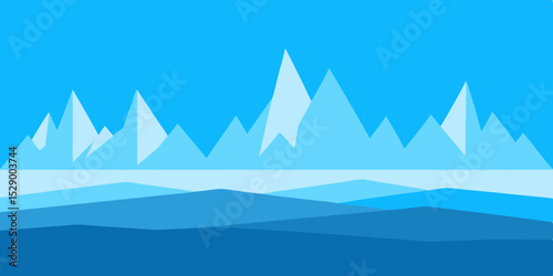 Barren Tundra Landscape Background with Low Vegetation and Open Sky Vector Illustration