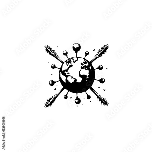 Conceptual illustration depicting global impact and interconnectedness represented symbolically