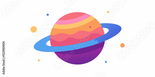 Modern Abstract Flat Illustration of Layered Planets in Deep Space Vector Illustration