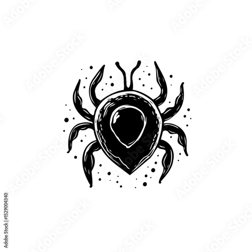 Stylized tick illustration conveying vector design for disease and parasitism