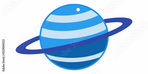 Majestic Blue Gas Giant Planet with Prominent Stripes and Orbit Lines Vector Illustration Background
