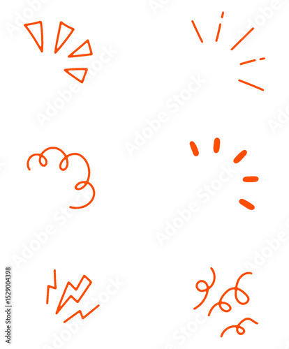 Minimal orange expressive lines and curves for comic art