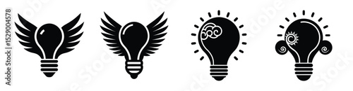 Light Bulb Innovation Silhouette Design Collection