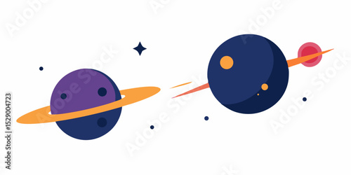 Dramatic Cosmic Collision Between Two Planets Vector Illustration Background