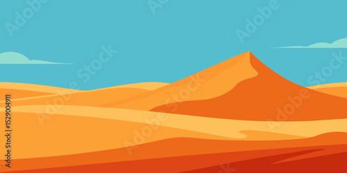 Expansive Arid Desert Landscape Background with Sand Dunes Vector Illustration
