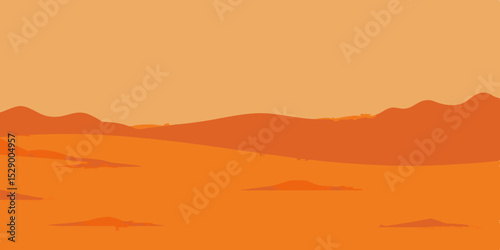 Barren Dry Desert Floor Landscape Background with Cracked Earth Vector Illustration
