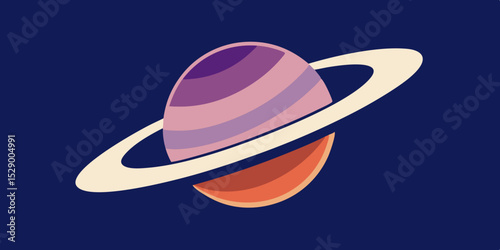 Sophisticated Saturn Inspired Planet with Elegant Layered Ring System Vector Illustration Background
