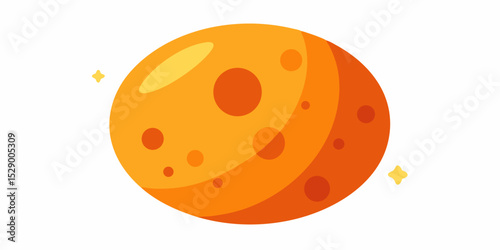 Simple Flat Vector Planet with Craters and Glowing Atmosphere Vector Illustration Background