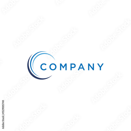 circle sphere logo, A semicircular graphic element with several curved lines in a gradient blue from dark to light, giving a dynamic and modern impression.