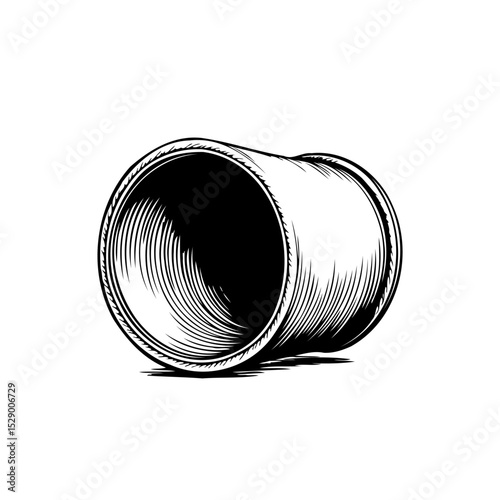 Detailed illustration of a vintage industrial pipe with intricate line work