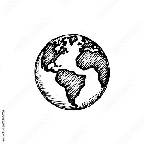 Hand-Drawn Globe Illustration: A Symbolic Representation of the World and Geography