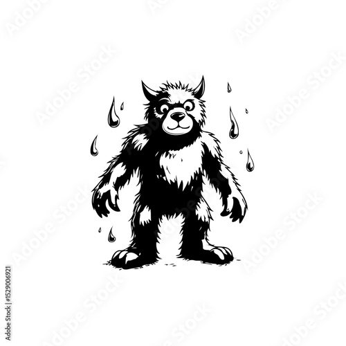 Humorous illustration of a friendly monster with a playful and cartoonish appearance