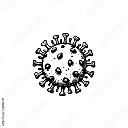 Detailed Hand Drawn Vector Illustration of a Coronavirus Molecule Structure