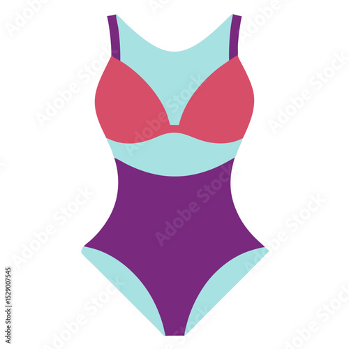Beautiful vector illustration of a woman in summer fashion, showcasing her body in a glamorous bikini and lingerie, with a focus on clothing design and silhouette