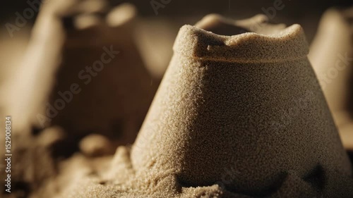 Animation of sand castle on the beach, vacation mood