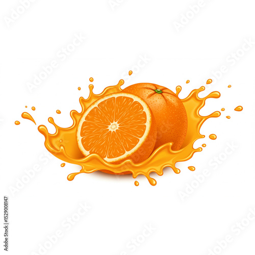 Juicy Orange Slices Splashing Fresh Juice for Branding and Design Projects
